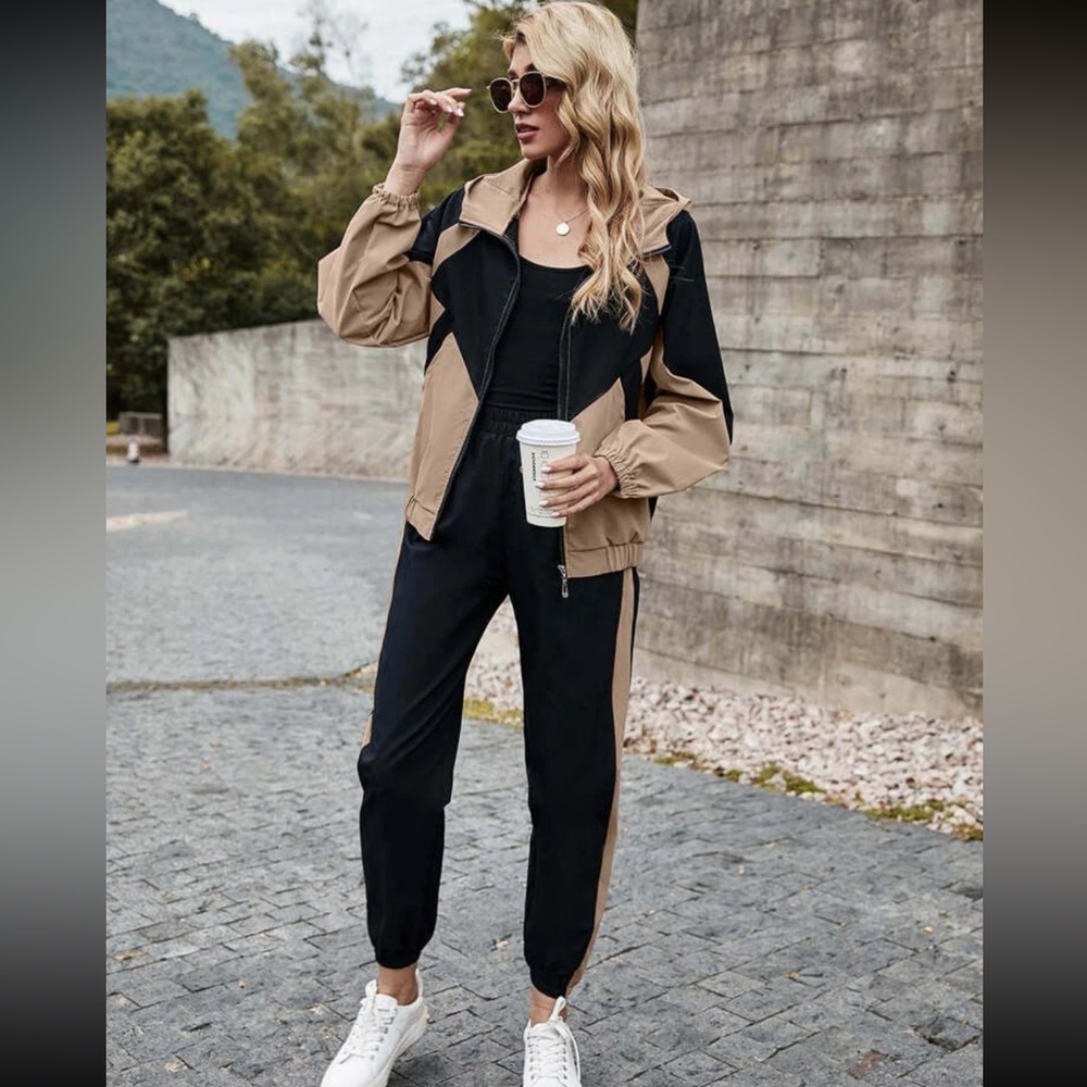 Colorblock jacket and pants jogger set